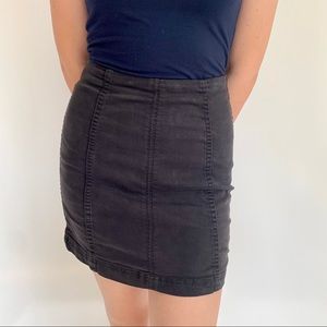 Free People Black Wash Denim Short Skirt XS